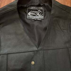 Event Leather Men's 5XL Side Lace Leather Vest w/ Eagle Head & Stars ELM3940 BLK
